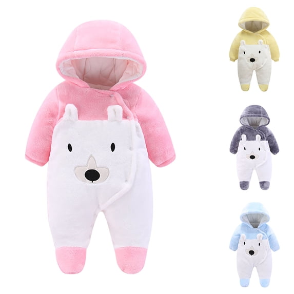 YHAJDS Toddler Fall Winter Casual Jumpsuit, Kids Jumpsuit Kids Rompers (3-18Months) Long Sleeve Solid Color Hooded for Toddlers Boys Girls Fall Winter