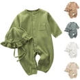 thumbnail image 1 of YHAJDS Toddler Fall Winter Casual Jumpsuit, Kids Jumpsuit Rompers for Kids Solid Color 0-24M Unisex Hooded Long Sleeve Sleepwear, 1 of 5