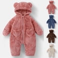 thumbnail image 1 of YHAJDS Toddler Fall Winter Casual Jumpsuit, Kids Jumpsuit Solid Color Long Sleeve Hooded Rompers for Kids Fall Winter Thick Fleece Warm Zip 0-12M, 1 of 3