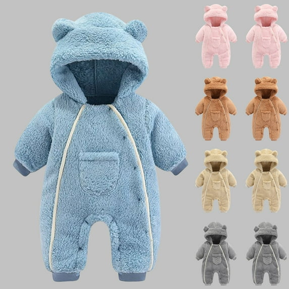 YHAJDS Toddler Fall Winter Casual Jumpsuit, Kids Jumpsuit Unisex Fall Winter Thick Warm Long Sleeve Overalls For-12M