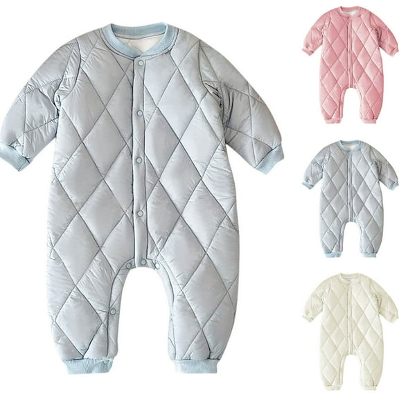 YHAJDS Toddler Fall Winter Casual Jumpsuit, Kids Romper Fleece Lined Thickened Long Sleeve Coverall 0-3 Years Warm Fall Winter Jumpsuit