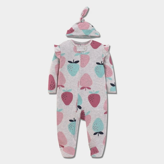 YHAJDS Toddler Fall Winter Casual Jumpsuit, Kids Rompers Print Long Sleeve Coverall with Hat 0-1 Years Fall Winter Footed Jumpsuit