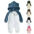 thumbnail image 1 of YHAJDS Toddler Fall Winter Casual Jumpsuit, Kids Rompers Solid Color Fleece Lined Hooded Long Sleeve Color Block Jumpsuit 0-18 Months Fall Winter, 1 of 5