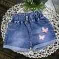 thumbnail image 1 of YHAJDS Toddler Girl Denim Short Solid Color Denim Shorts with Bow Summer Casual Style Elastic Waist Comfortable Daily OutFits, 1 of 4