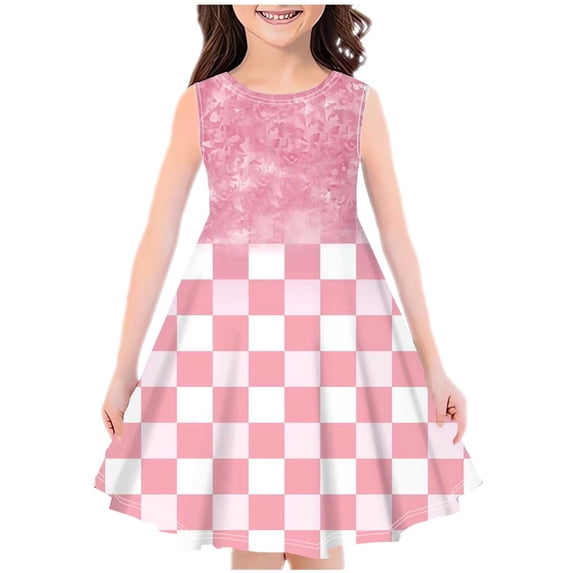 YHAJDS Toddler Kid Girl Princess Dress Floral Print Sleeveless Crew Neck Summer Party Sundress