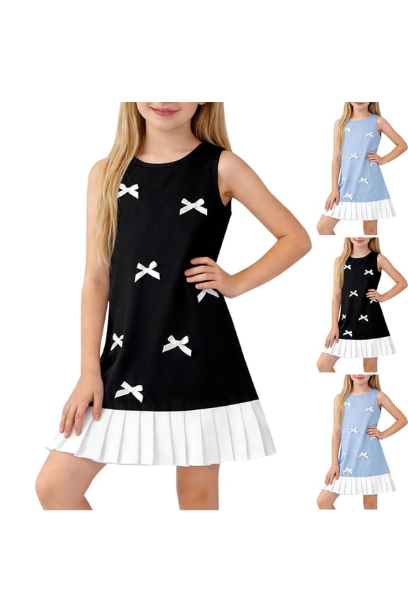 Toddler Girl Sleeveless Tweed Dress Solid Color Princess Sundress Summer