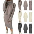thumbnail image 1 of YHAJDS Two Piece Set for Women,Set 2 Piece Outfits 2 Piece Suits for Women Solid Color Long Sleeve Crew Neck Knit Top and Long Dress Two Piece Set Fall Winter Fashion Matching Outfits, 1 of 5
