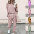 thumbnail image 1 of YHAJDS Two Piece Set for Women,Womens Fall Winter Outfit Set Solid Color Long Sleeve Crew Neck Loose Top and Pocket Pants Casual Comfortable Daily Wear Fashion Outfits, 1 of 5