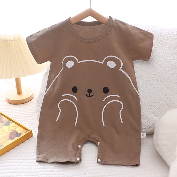 YHAJDS Unisex Baby Boy Girl Rompers Short Sleeve Print Cotton Bodysuit Summer for Newborn
