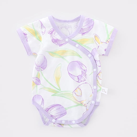 YHAJDS Unisex Baby Romper Short Sleeve Round Neck Print Cotton Jumpsuit Summer Newborn Infants Bodysuit Clothes