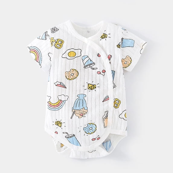 YHAJDS Unisex Baby Romper Short Sleeve Round Neck Print Cotton Jumpsuit Summer Newborn Infants Bodysuit Clothes