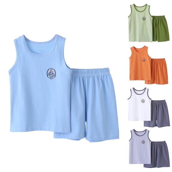 YHAJDS Unisex Kid Girl Boy 2 Piece Set Cloud Sense Breathable Sleeveless Tank Top Shorts Home Set