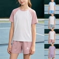 thumbnail image 1 of YHAJDS Unisex Kid Girl Boy 2 Piece Sport Set Quick Dry Short Sleeve Crewneck Tee Elastic Waist Shorts Home Outdoor Set, 1 of 9