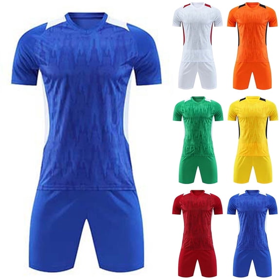 YHAJDS Unisex Kid Girl Boy 2 Piece Sport Set Soccer Jersey Mesh Breathable Short Sleeve Tee Shorts Training Set