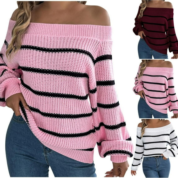 YHAJDS Winter Casual Blouse Top for Women,Long Sleeve Hooded Blouse Sweatshirt for Womens Womens Sweatshirts Blouse Coat Solid Color Off The Shoulder Long Sleeve Knit Sweater Casual Warm Winter Wear