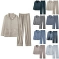 thumbnail image 1 of YHAJDS Winter Casual Pajama Suits For Women,Women's Pajama Sets Home Wear Solid Color Long Sleeve Button Lapel Top With Pockets And Pants, 1 of 3