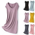thumbnail image 1 of YHAJDS Winter Casual Pajama Suits For Women,Sleepwear For Women Nightgown Sleepwear With Built In Bra Solid Color V Neck Sleeveless Loose Fit Mid Length Nightgown, 1 of 5
