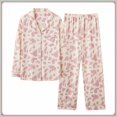 thumbnail image 1 of YHAJDS Winter Casual Pajama Suits For Women,Women Print Loose Fit Button Front Turn Down Collar Long Sleeve Cardigan and Pants Pajama Set Soft Fabric for Cozy Nights, 1 of 3