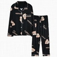 thumbnail image 1 of YHAJDS Winter Casual Pajama Suits For Women,Women Print Loose Fit Button Front Turn Down Collar Long Sleeve Cardigan and Pants Pajama Set Soft Fabric for Cozy Nights, 1 of 3