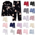 thumbnail image 1 of YHAJDS Winter Casual Pajama Suits for Women,Women Print Loose Fit Button Front Turn Down Collar Long Sleeve Cardigan and Pants Pajama Set Soft Fabric for Cozy Nights, 1 of 3