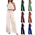 thumbnail image 1 of YHAJDS Women 2 Piece Lounge Set Summer Spaghetti Strap Tank Top Wide Leg Long Pants, 1 of 5