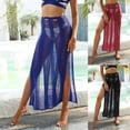 thumbnail image 1 of YHAJDS Women Beach Cover Ups Solid Color High Waist Sheer Cut Out Side Slit Mesh Ankle Length Summer Style, 1 of 5