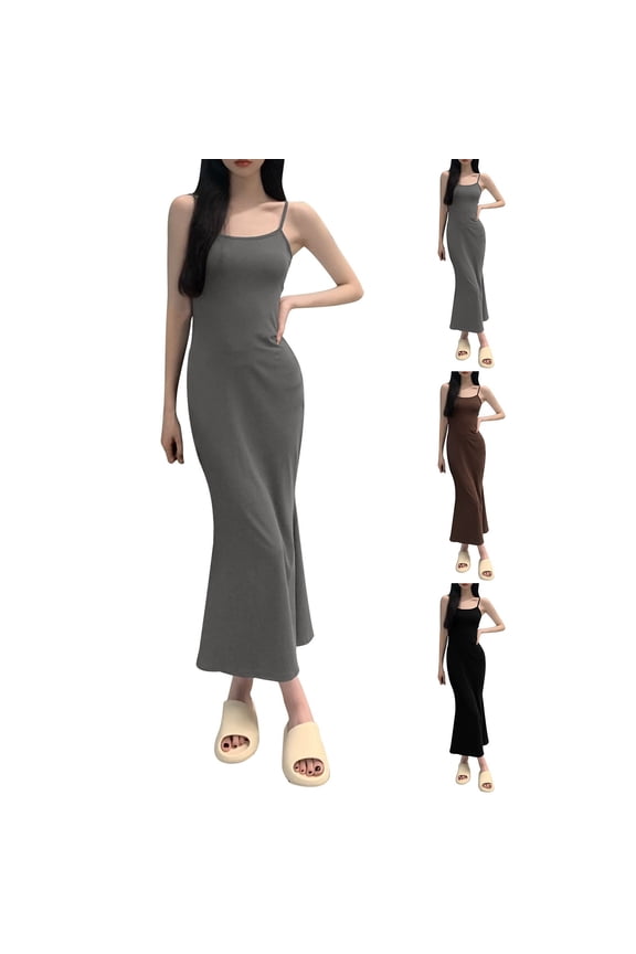 Women Bodycon Dress Sweet Style Sleeveless Waist Backless Tank Dress