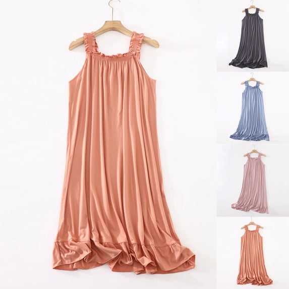 YHAJDS Women Camis Sleeveless V-Neck Dress Square Neck Loose Tank Dress