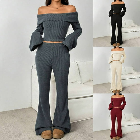 YHAJDS Women Casual Outfit Set,Sweat Suit Sets Women 2 Piece Outfits 2 Piece Sets for Women Solid Color Long Sleeve Sweatshirt with Rhinestones and Sweatpants Casual Womens Sets