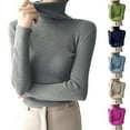 thumbnail image 1 of YHAJDS Women Casual Sweater,Fall Sweaters for Women Pullover Sweaters for Women Solid Color Turtleneck Long Sleeve Knit Base Layer Sweater, 1 of 5