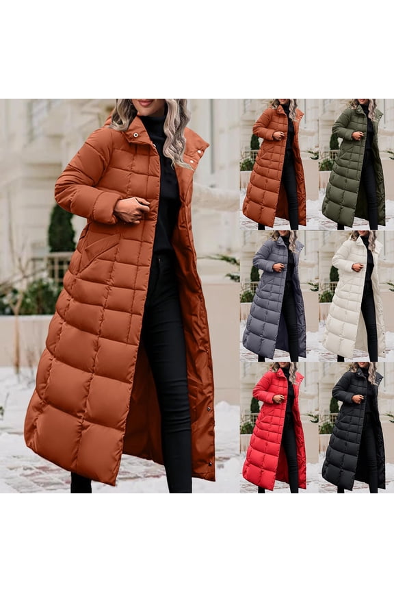 Women Fall Winter Casual Coat,Womens Puffer Coat Coats for Women Solid Color Long Sleeve Hooded Extra Long Length Down Jacket with Drawstring Casual Outerwear for Fall and Winter