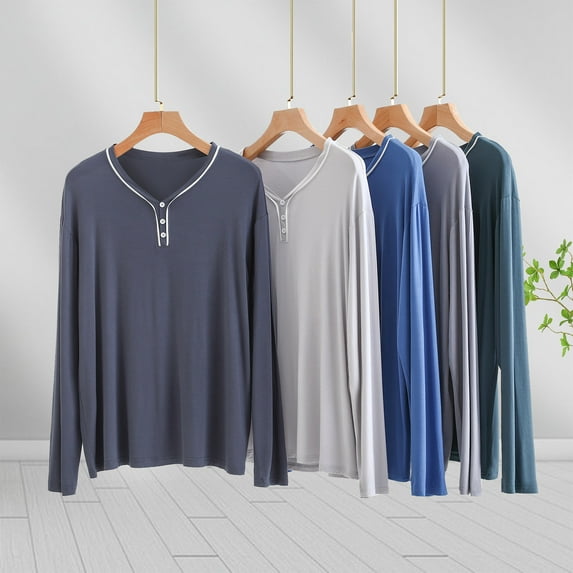 YHAJDS Women Fall Winter Sleepwear,Button Pajamas For Women Set,Women Sleepwear Set,Solid Color Loose Long Sleeve Crew Neck Pajama Top For Women,Soft Pajama Top With Buttons For Fall And Winter