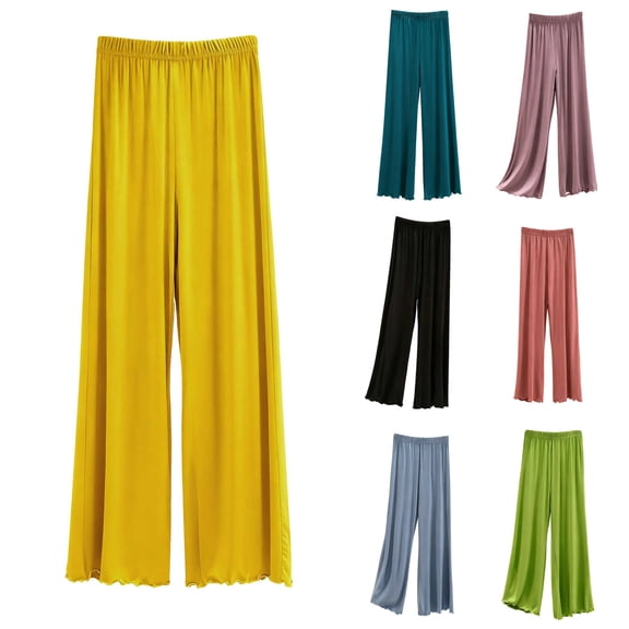 YHAJDS Women Fall Winter Sleepwear,Pajama Pants Women Soft, Casual Wide Leg Pajama Pants,Loose Lightweight Sleep Pants For Women