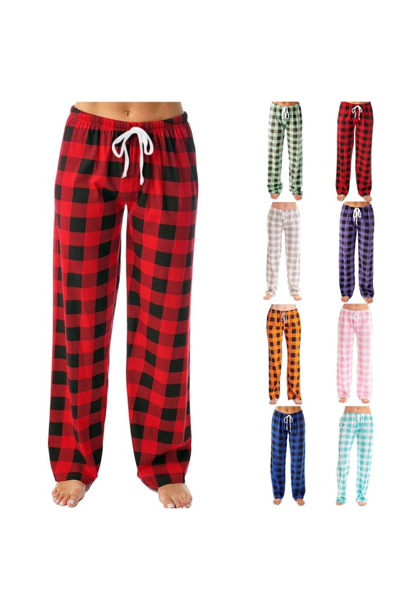 Women Fall Winter Sleepwear,Pajama Pants Women Soft,Sleeping Pants Women,Women's Soft Plaid Print Long Sleeping Pants,With Drawstring And Elastic Waist