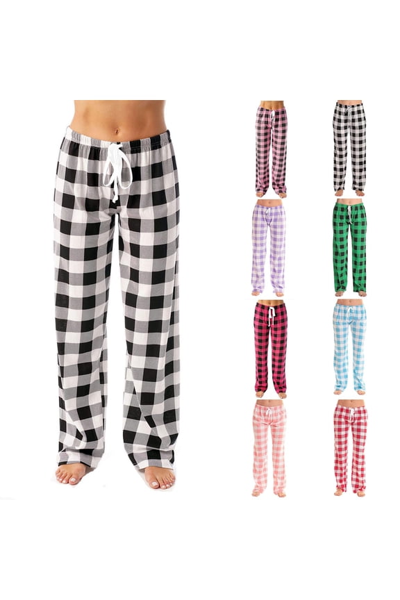 Women Fall Winter Sleepwear,Sleeping Pants Women,Pajama Pants Women Soft,Women's Comfortable Sleeping Pants With Drawstring Elastic Waist,Soft Plaid Print Long Pants