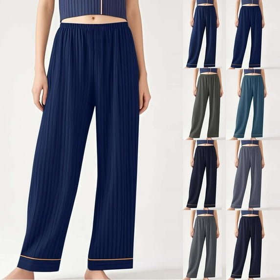 YHAJDS Women Fall Winter Sleepwear,Sleeping Pants Women Soft,Solid Color High Waist Plus Size Pajama Pants With Pockets,Thin Casual Sleepwear For Women