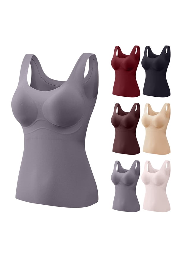 Women Fall Winter Sleepwear,Sleepwear With Built In Bra,Fleece Tank Top For Women,Heated Constant Temperature Soft Warm Tank Top For Fall And Winter