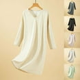 thumbnail image 1 of YHAJDS Women Fall Winter Sleepwear,Sleepwear For Women Nightgown,Solid Color Long Sleeve Loose Robe Style Casual Sleep Dress For Winter, 1 of 5
