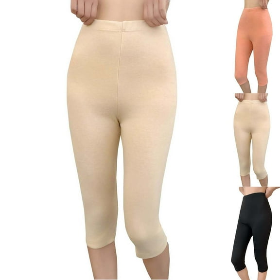 YHAJDS Women Fall Winter Sleepwear,Thermal Homewear For Women,Solid Color Warm Velour Elastic 7-Point Leggings,High Waist Brushed-Friendly Base Pants For Winter