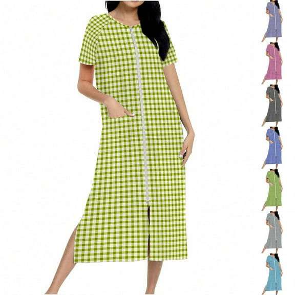 YHAJDS Women Fall Winter Sleepwear,Women Sleepwear Set,Sleepwear For Women Nightgown,Long Knit Robe With Zipper,Full Length Gradient Color,Pocket,Soft Comfortable For Winter Fall