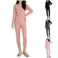thumbnail image 1 of YHAJDS Women Fall Winter Sleepwear,Women's Pajama Set,Sleepwear With Built In Bra,Solid Color Thick Warm Long Sleeve Top And Pants Piece Home Pajama Set,For Fall And Winter Women Sleepwear, 1 of 5
