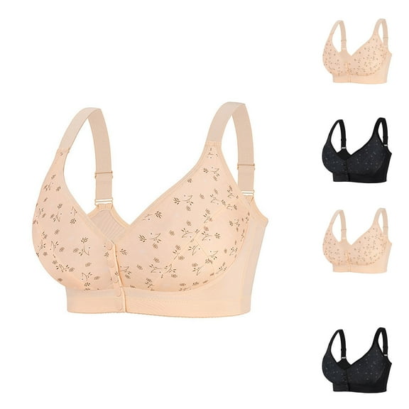 YHAJDS Women Large Size Bras,Bras For Women Wireless Bra Large Size No Underwire Womens Bras Print Front Closure With Adjustable Straps Soft Everyday Bras Suitable For C F Cups