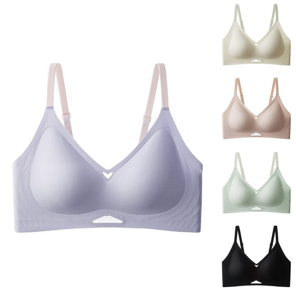 YHAJDS Women Large Size Bras,Seamless Bras For Women No Underwire Wireless Bra Jelly Soft Support Side Collection Thin Cups Thin Straps Comfortable Ladies Underwear Daily Bras