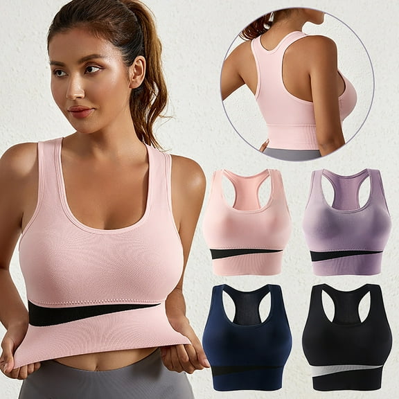 YHAJDS Women Large Size Bras,Sports Bras For Women No Underwire Large Size Wireless Bras Gathering Shockproof Reduce Bust Size Running Yoga Gym Workout Comfortable Bras