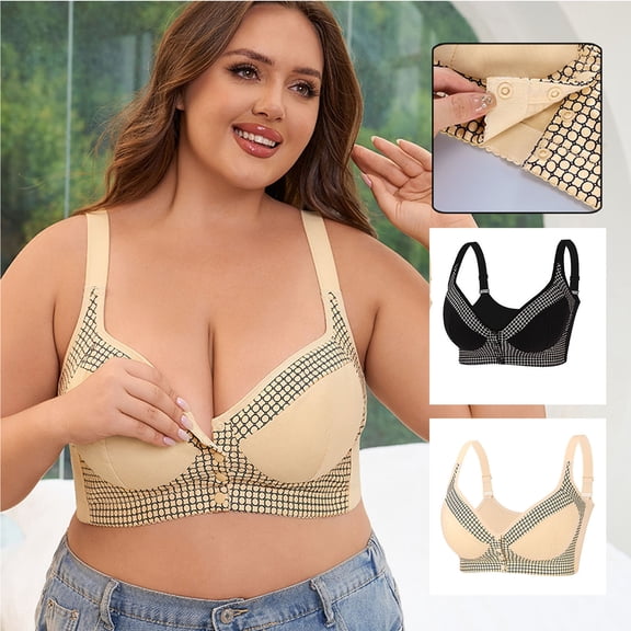 YHAJDS Women Large Size Bras,Women's Bras No Underwire Solid Color Wireless Bra ABCDEFG Cup Options With Side Control To Breast And Sagging Everyday Wear