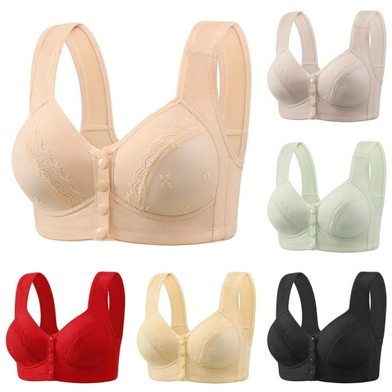 YHAJDS Front Closure Bras for Women Plus Size Wireless Thin Cup Tank Lace Seamless Bralette
