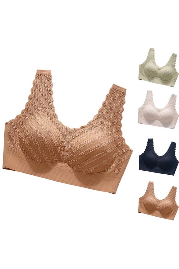 Women Wireless Bra Push Up Back Smoothing Seamless Naked Fixed Cup Side Support Sleep Bra