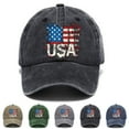 thumbnail image 1 of YHAJDS Women Men Baseball Hat USA Flag Print Adjustable Sun Cap Summer Outdoor, 1 of 4