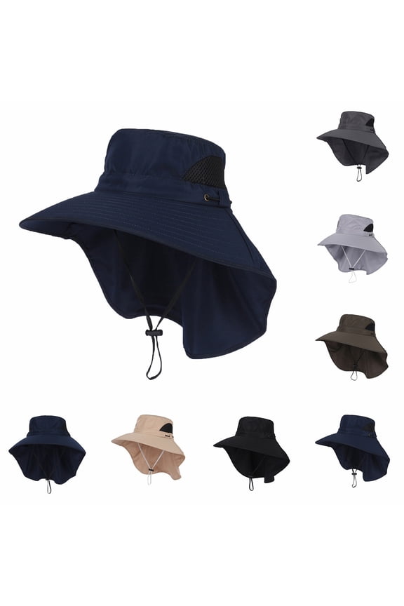 Women Men Sun Hat Solid Foldable Breathable Tie String Fishing Hiking Cap Summer
