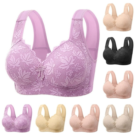 YHAJDS Women Plus Size Bra,Large Size no Underwire Bras Wireless Bra for Women Lightly Padded Bralette Comfortable Breathable Push Up Everyday Bras